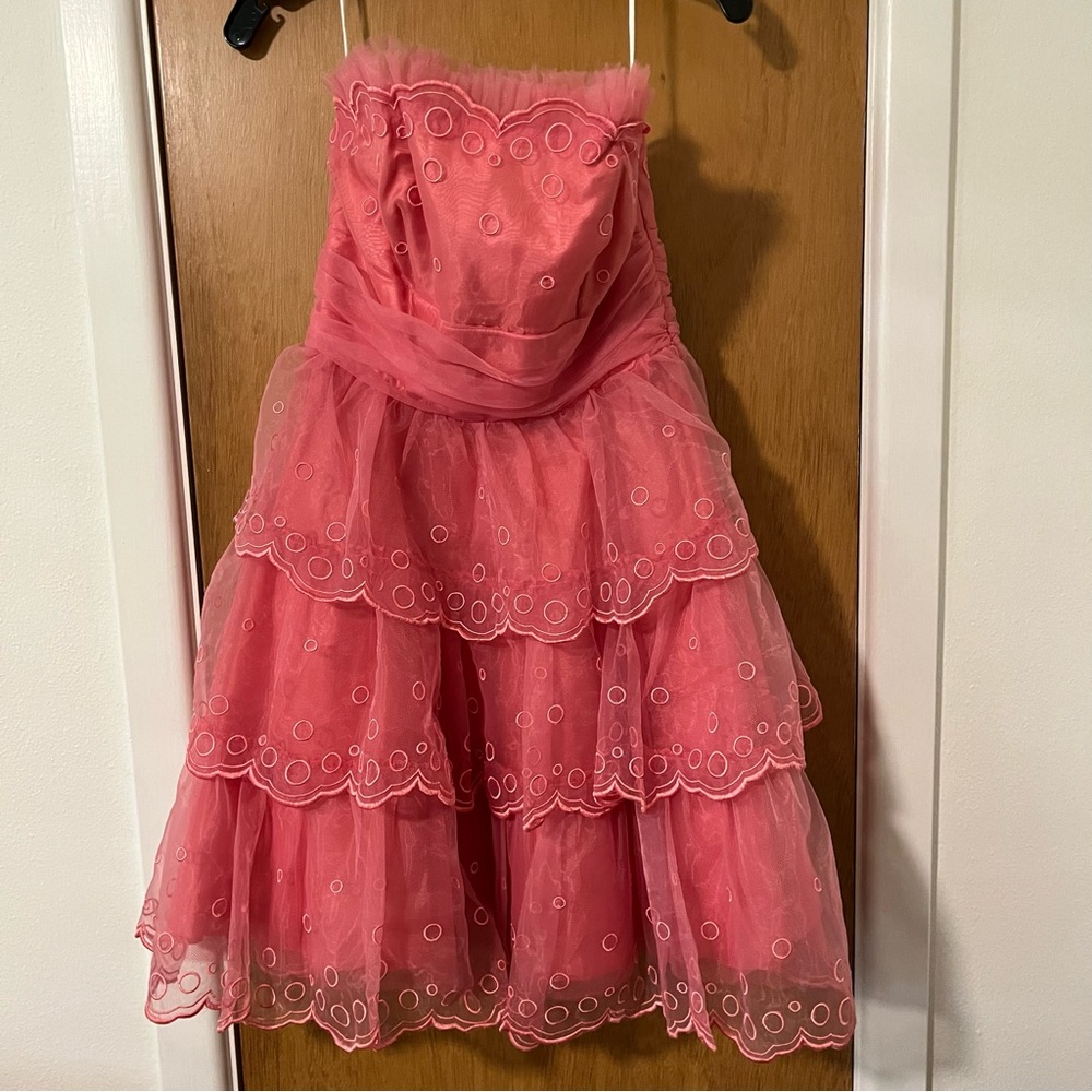 Betsey Johnson pink strapless dress y2k